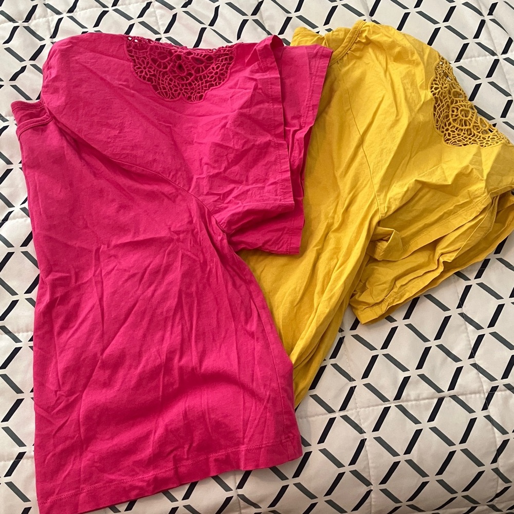 Set of two!!!  Old Navy Embroidered Sleeve Tees.